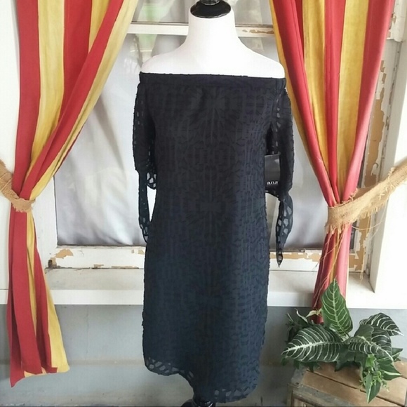 a.n.a Dresses & Skirts - a.n.a. Off- the-Shoulder Black Dress w/tie Detail